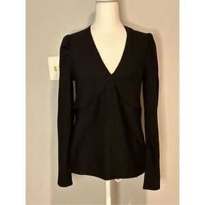 Marine Layer Lexi rib v-neck black top‎ women’s XL NEW